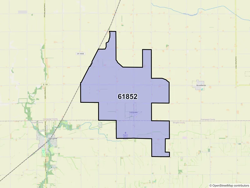 Map of ZIP Code 61852 — Longview, IL