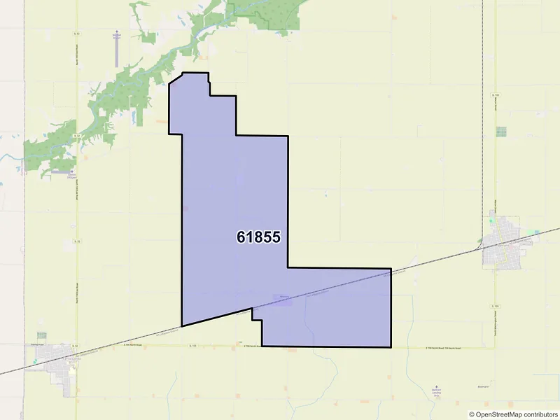 Map of ZIP Code 61855 — Milmine, IL