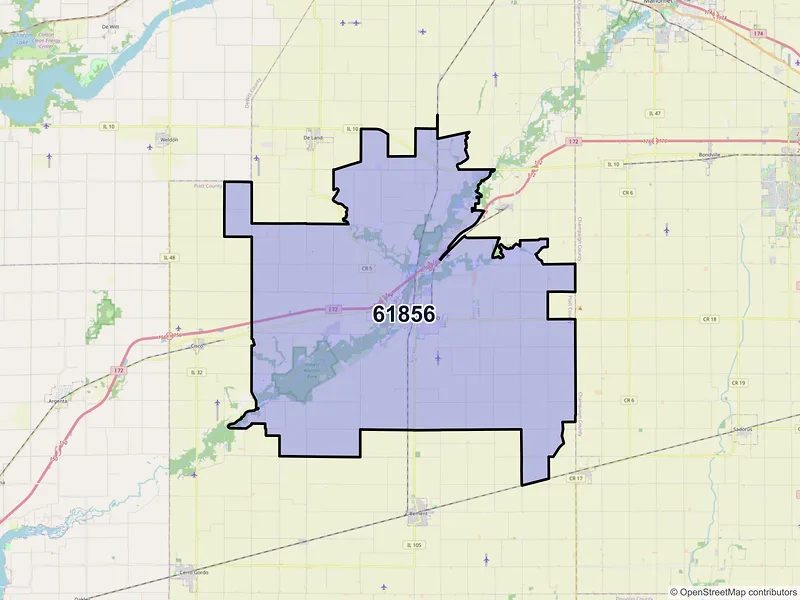 Map of ZIP Code 61856 — Monticello, IL