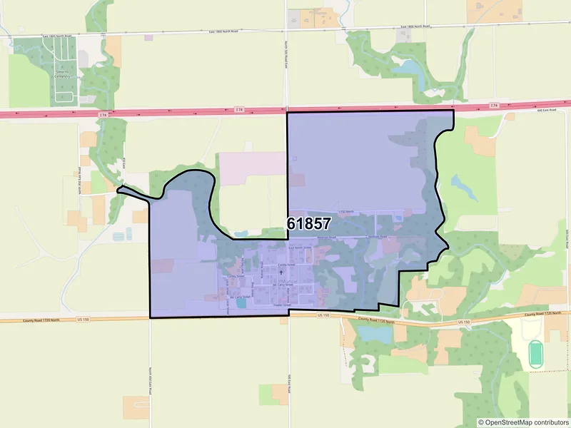 Map of Muncie, Illinois and ZIP codes
