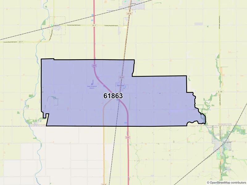 Map of Pesotum, Illinois and ZIP codes