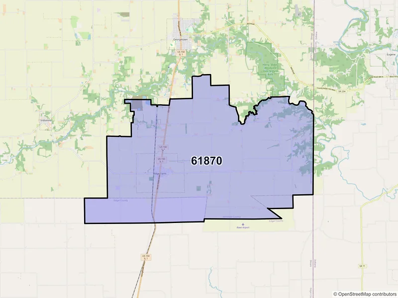 Map of ZIP Code 61870 — Ridge Farm, IL