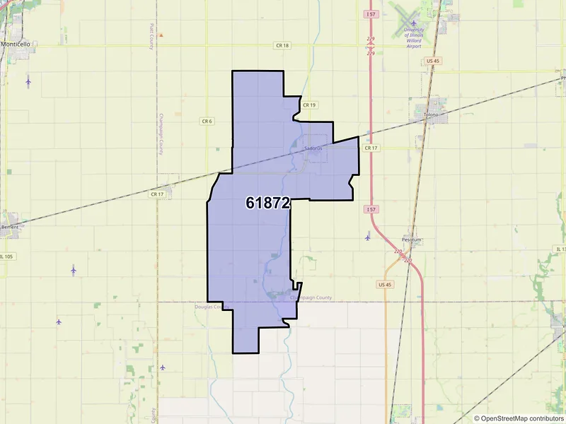 Map of ZIP Code 61872 — Sadorus, IL