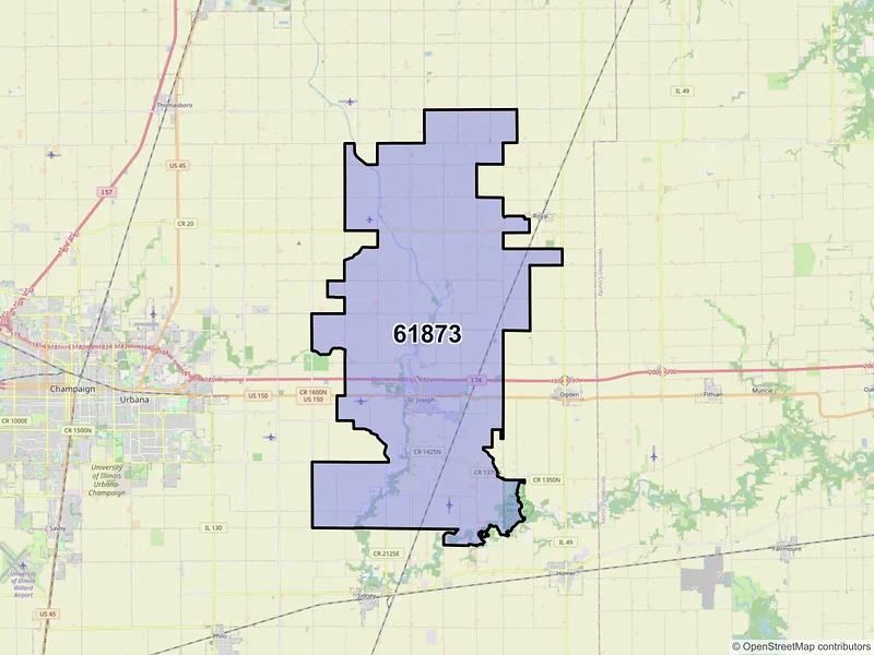 Map of ZIP Code 61873 — Saint Joseph, IL