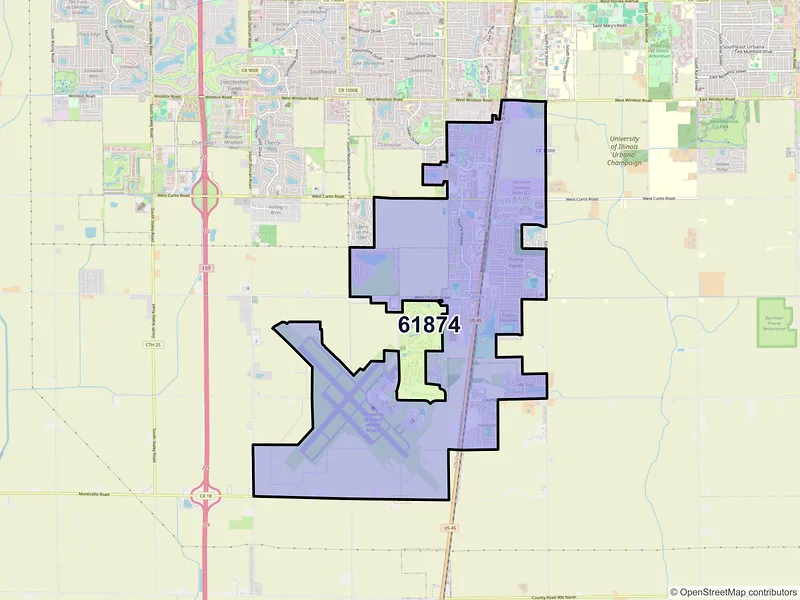 Map of ZIP Code 61874 — Savoy, IL