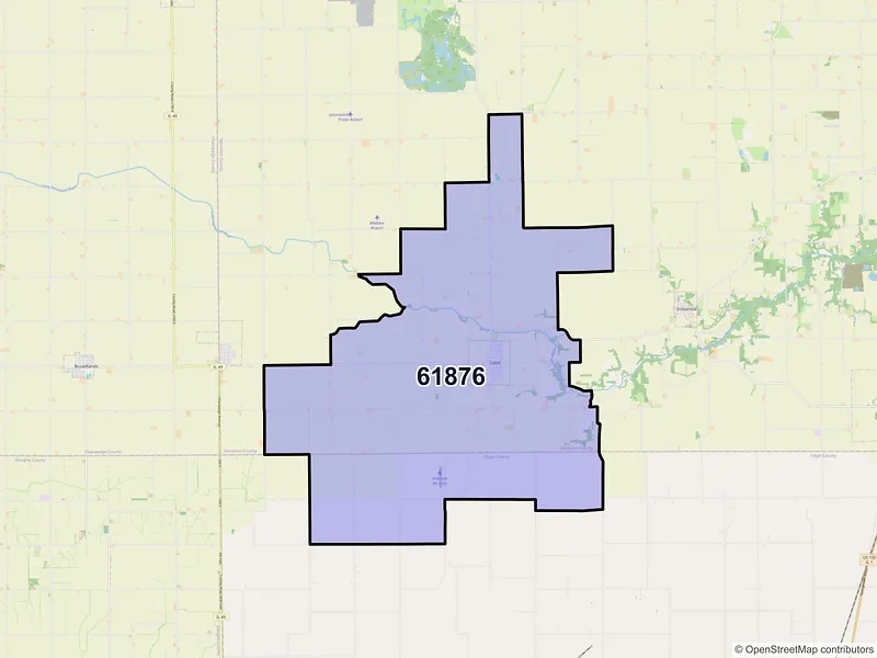 Map of ZIP Code 61876 — Sidell, IL