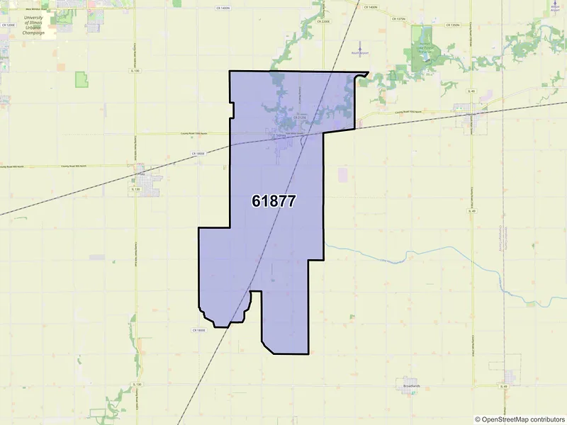 Map of ZIP Code 61877 — Sidney, IL
