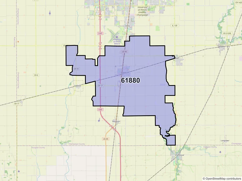 Map of ZIP Code 61880 — Tolono, IL