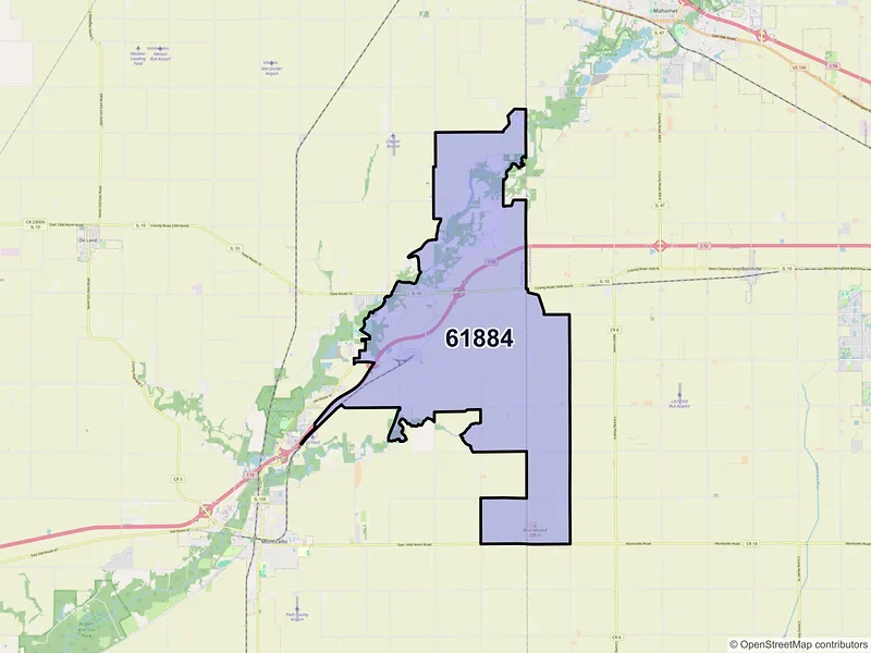 Map of White Heath, Illinois and ZIP codes