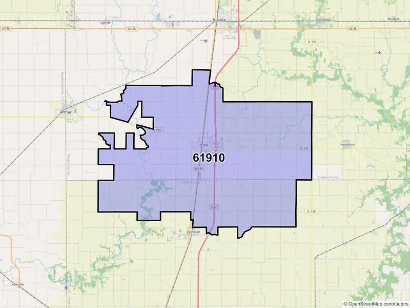 Map of ZIP Code 61910 — Arcola, IL