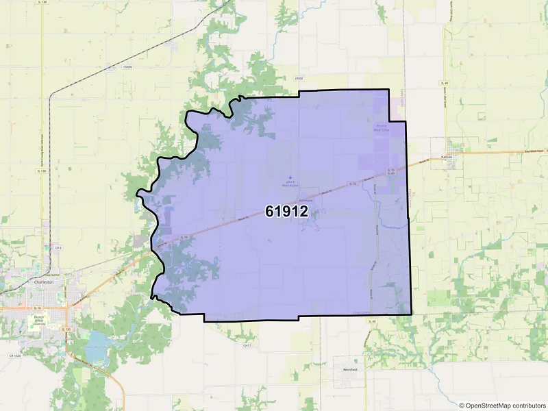 Map of ZIP Code 61912 — Ashmore, IL