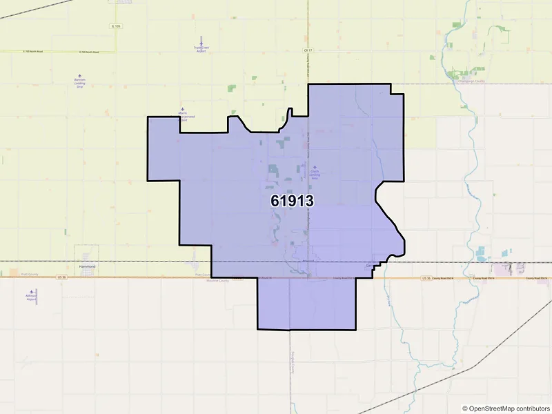 Map of ZIP Code 61913 — Atwood, IL