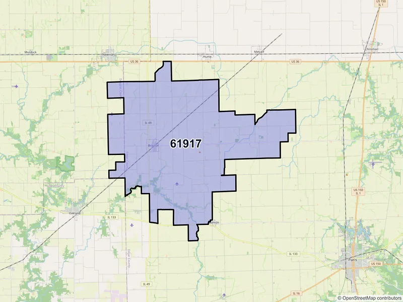 Map of ZIP Code 61917 — Brocton, IL