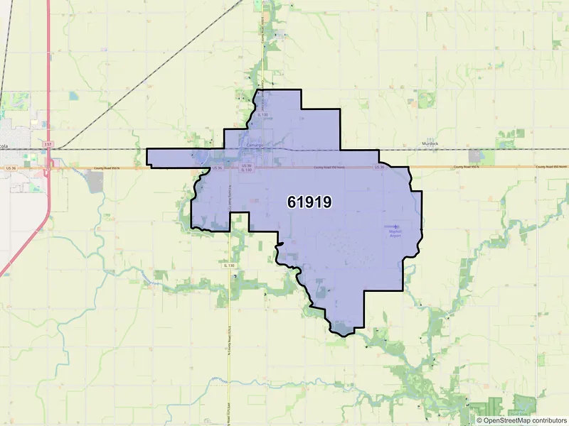 Map of ZIP Code 61919 — Camargo, IL