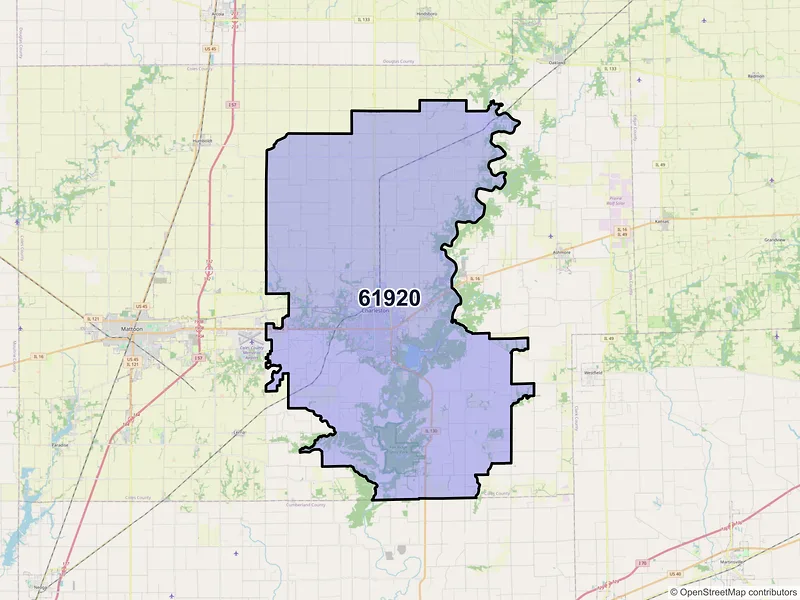 Map of ZIP Code 61920 — Charleston, IL
