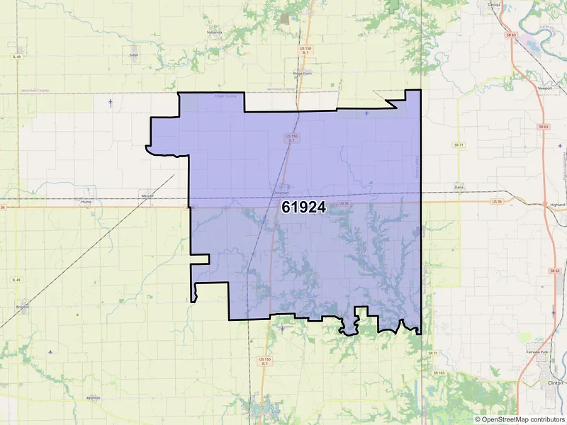 Map of ZIP Code 61924 — Chrisman, IL