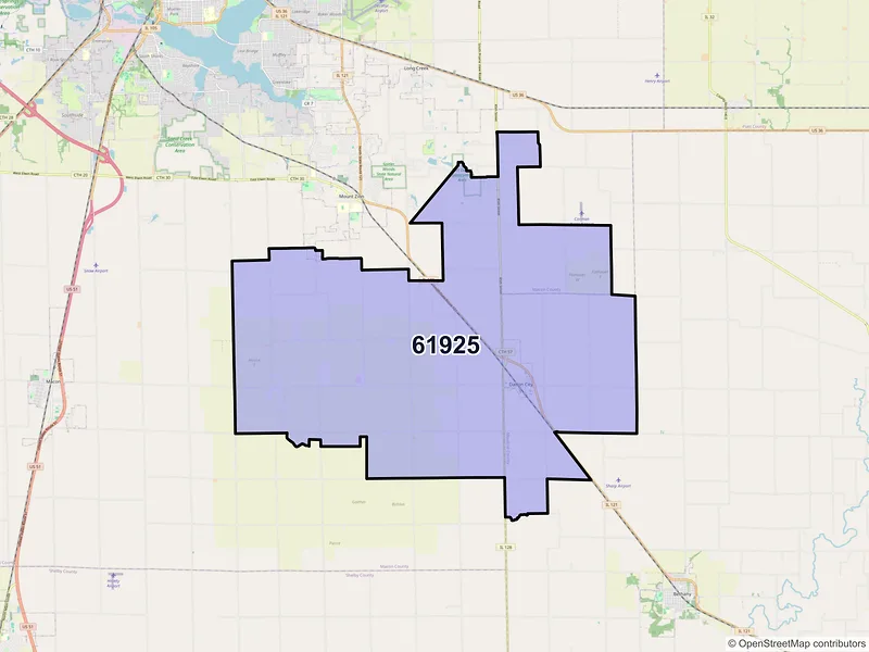 Map of ZIP Code 61925 — Dalton City, IL