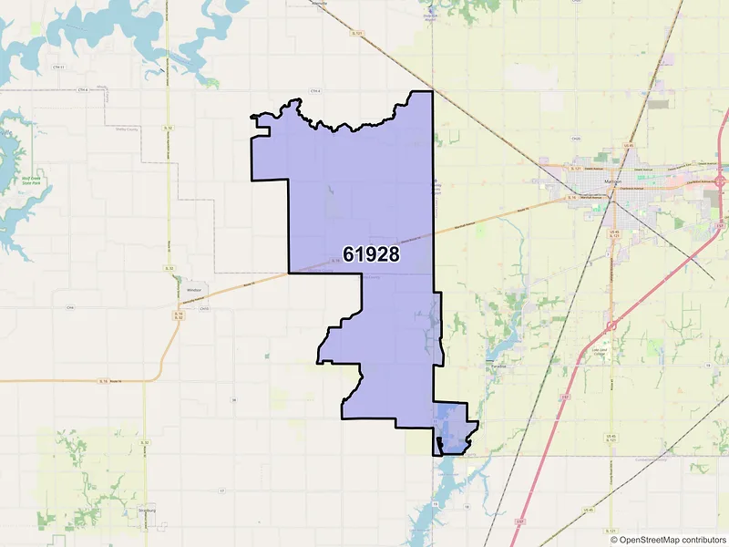 Map of ZIP Code 61928 — Gays, IL