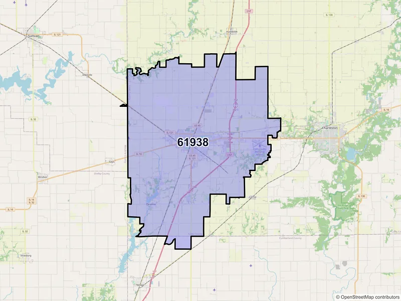 Map of ZIP Code 61938 — Mattoon, IL