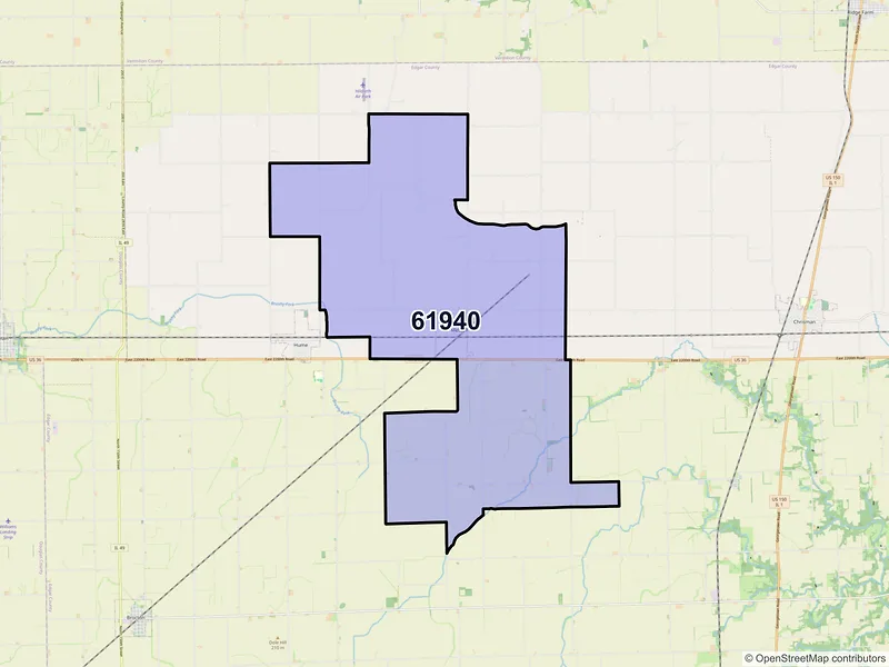 Map of ZIP Code 61940 — Metcalf, IL