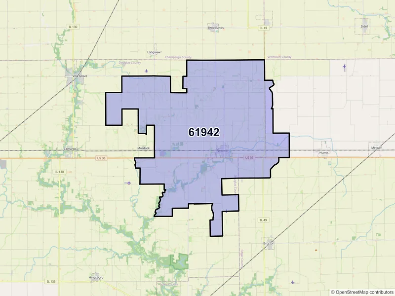 Map of ZIP Code 61942 — Newman, IL