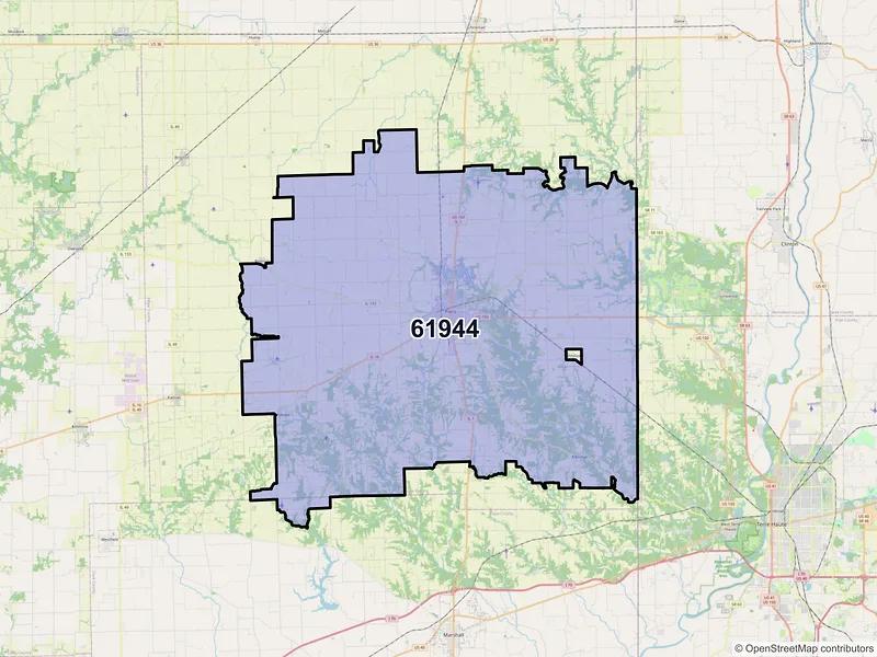 Map of ZIP Code 61944 — Paris, IL