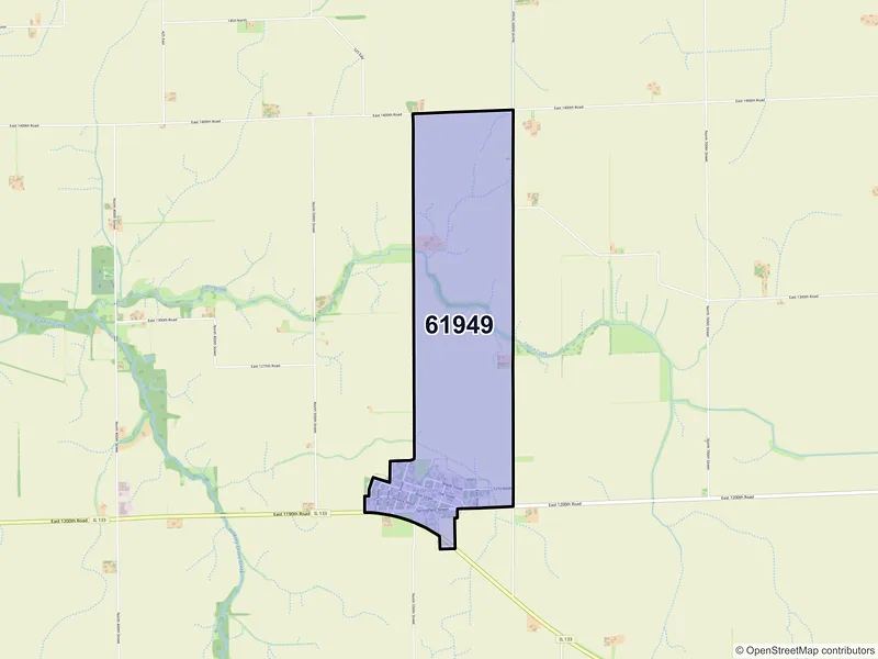 Map of Redmon, Illinois and ZIP codes