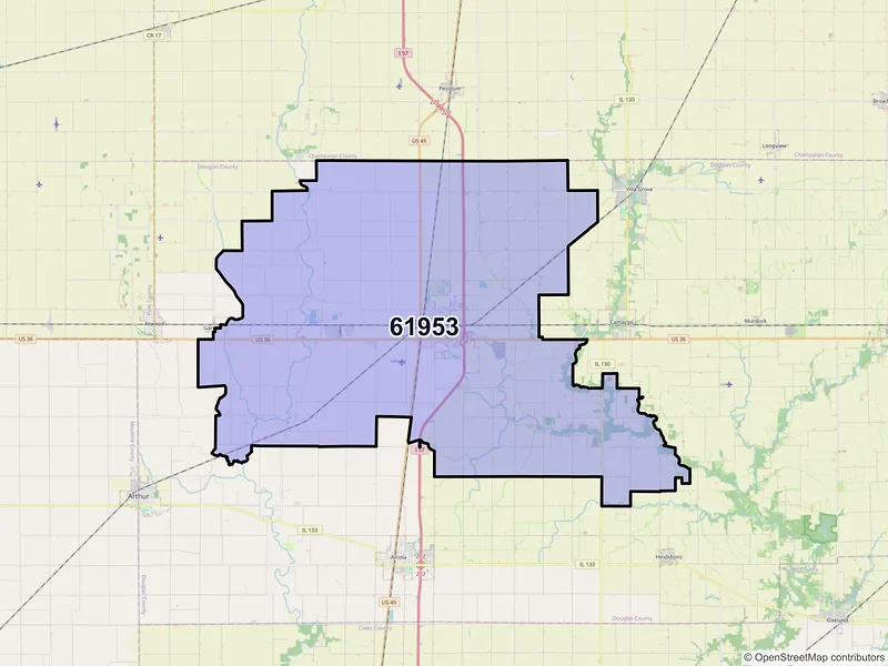 Map of ZIP Code 61953 — Tuscola, IL