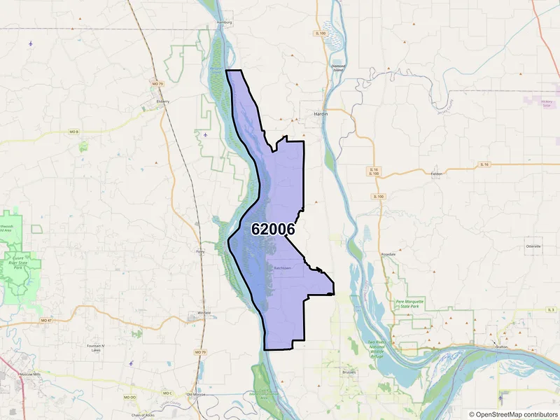Map of ZIP Code 62006 — Batchtown, IL