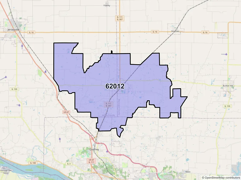 Map of ZIP Code 62012 — Brighton, IL