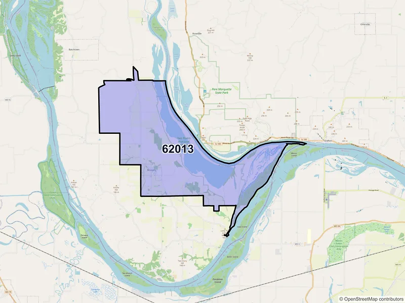 Map of ZIP Code 62013 — Brussels, IL