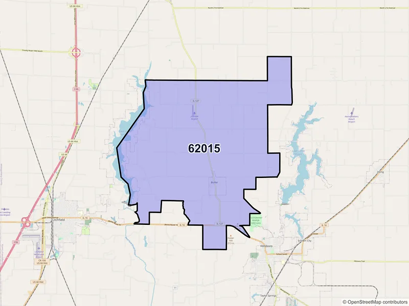 Map of ZIP Code 62015 — Butler, IL