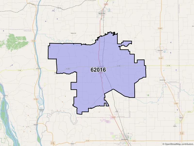 Map of ZIP Code 62016 — Carrollton, IL