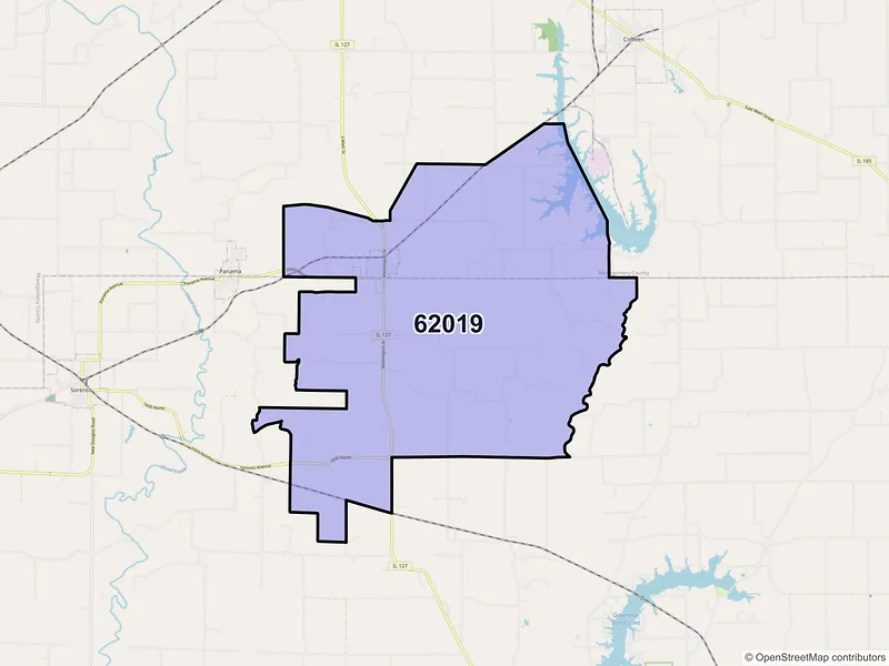 Map of ZIP Code 62019 — Donnellson, IL