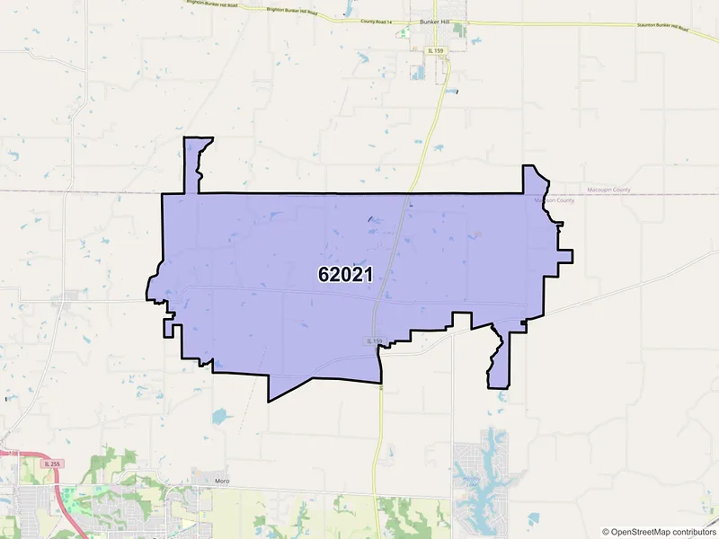 Map of ZIP Code 62021 — Dorsey, IL