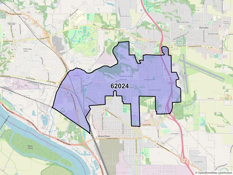 Map of ZIP Code 62024 — East Alton, IL