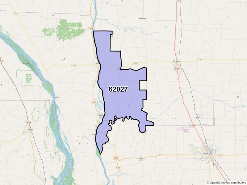 Map of ZIP Code 62027 — Eldred, IL