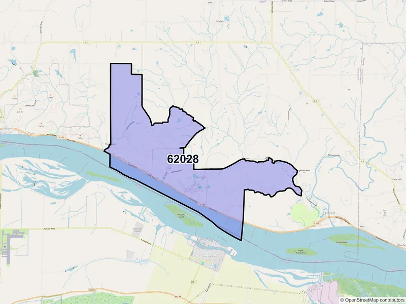 Map of ZIP Code 62028 — Elsah, IL