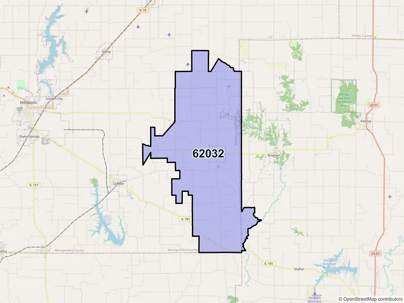 Map of ZIP Code 62032 — Fillmore, IL