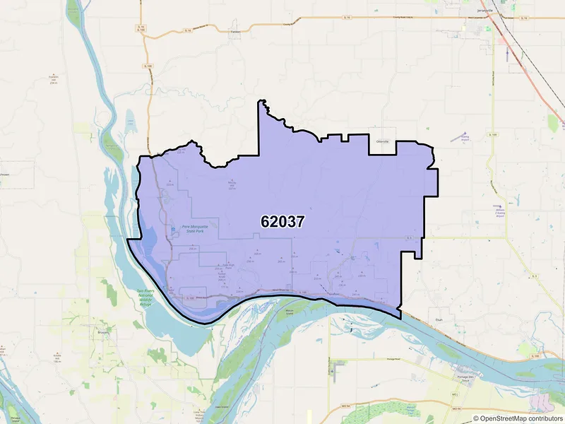 Map of ZIP Code 62037 — Grafton, IL