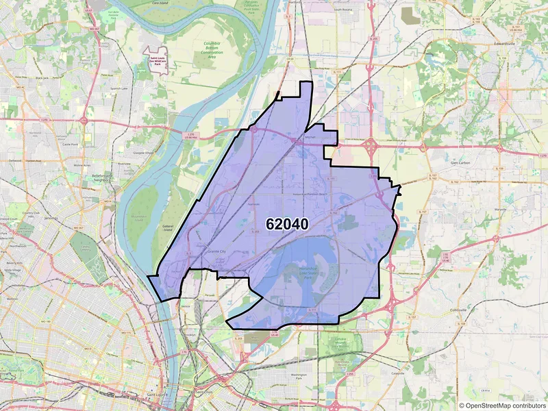 Map of ZIP Code 62040 — Granite City, IL