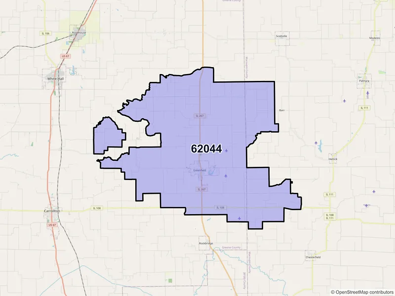 Map of ZIP Code 62044 — Greenfield, IL