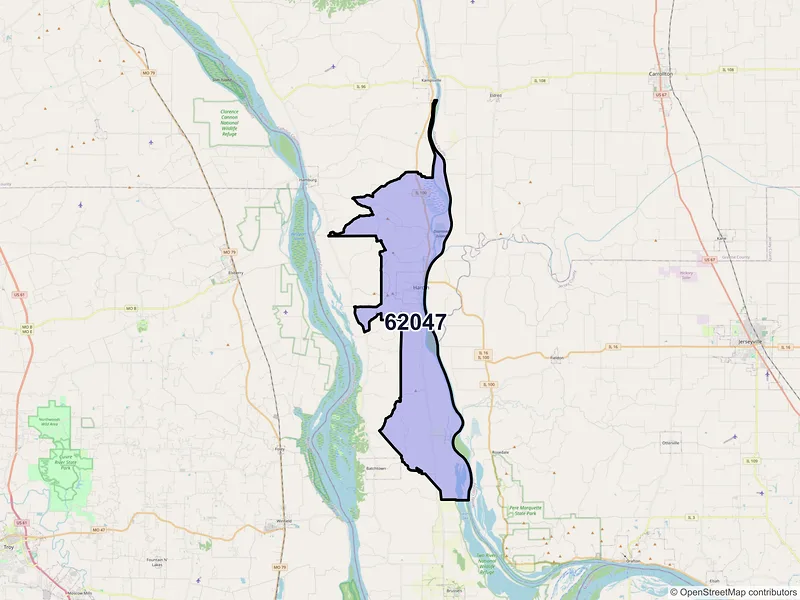 Map of ZIP Code 62047 — Hardin, IL