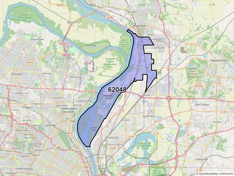 Map of ZIP Code 62048 — Hartford, IL