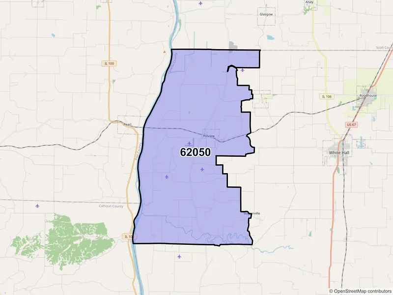 Map of ZIP Code 62050 — Hillview, IL