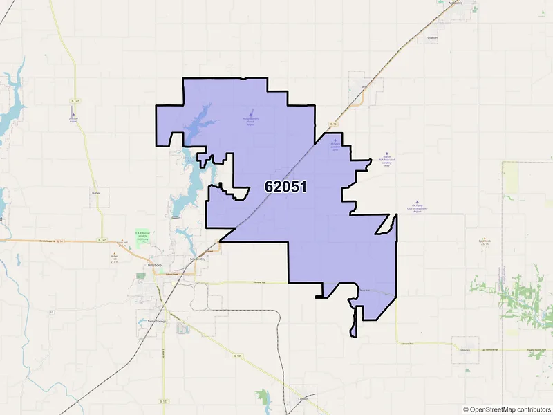 Map of ZIP Code 62051 — Irving, IL