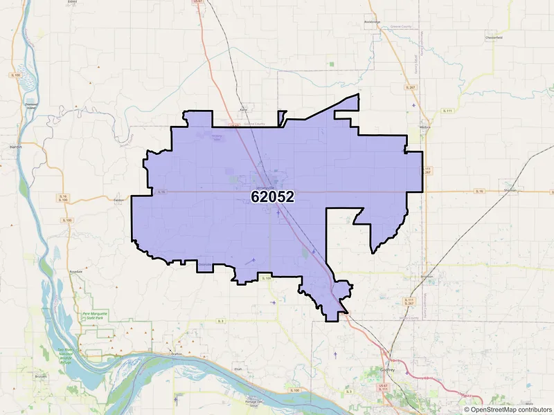 Map of ZIP Code 62052 — Jerseyville, IL
