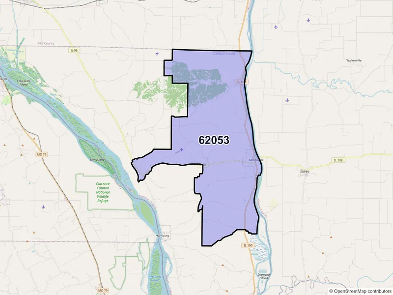 Map of ZIP Code 62053 — Kampsville, IL