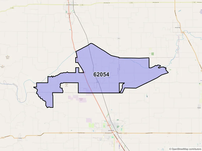 Map of Kane, Illinois and ZIP codes