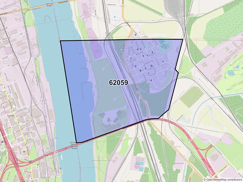 Map of Lovejoy, Illinois and ZIP codes